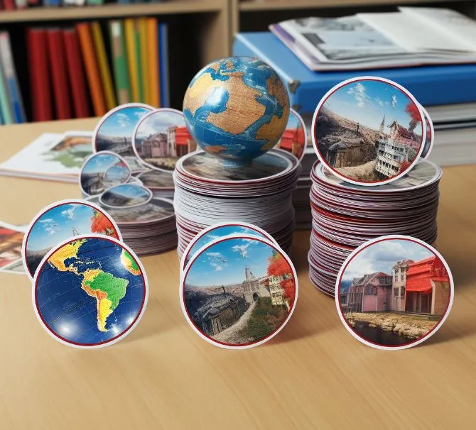 pegatinas de papel con temática de geografía